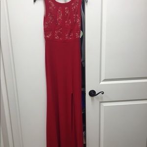 Red/wine colored dress.